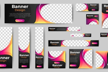 Graphic showing generic web banners of all sizes.