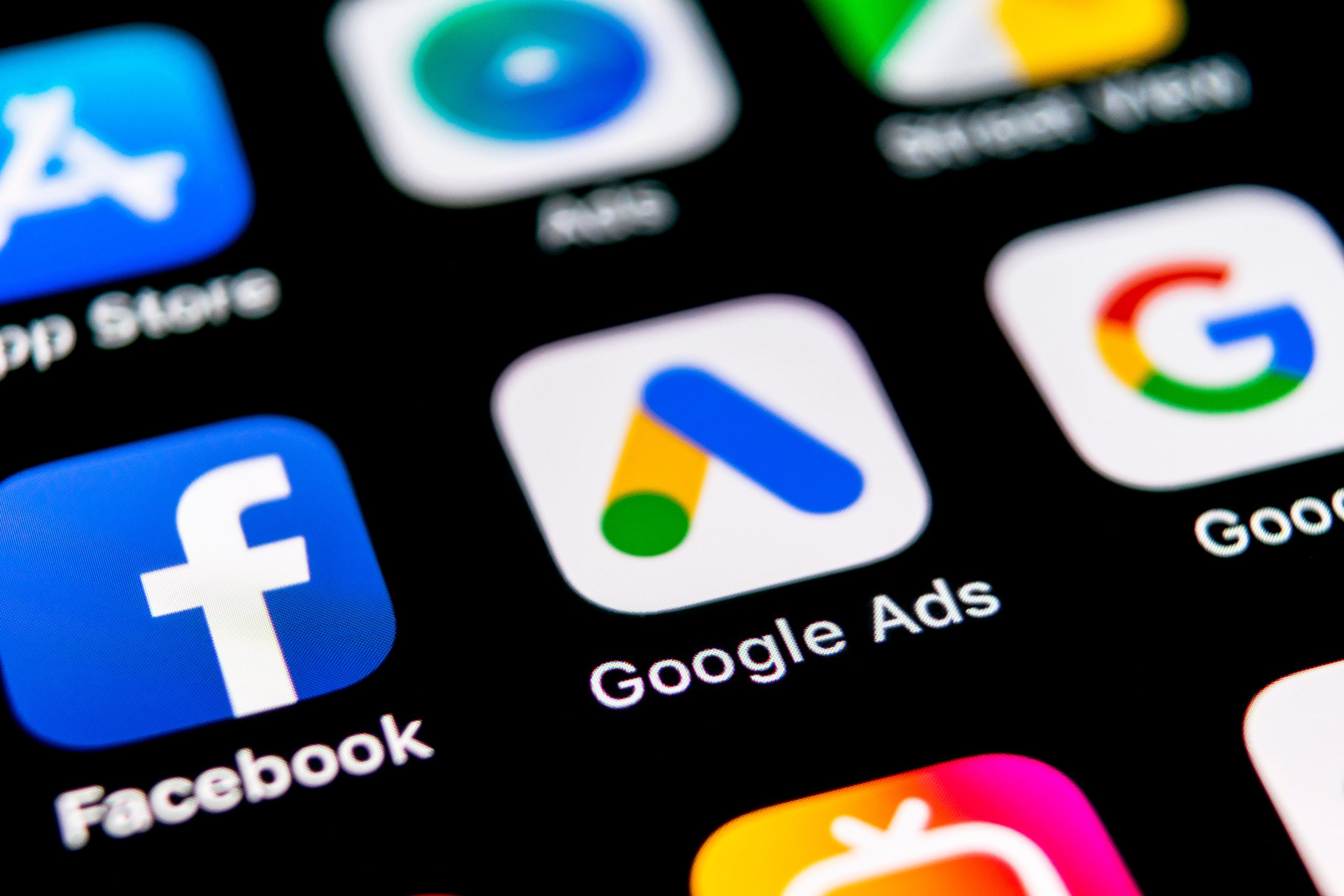 close up of Google Ads app on phone screen